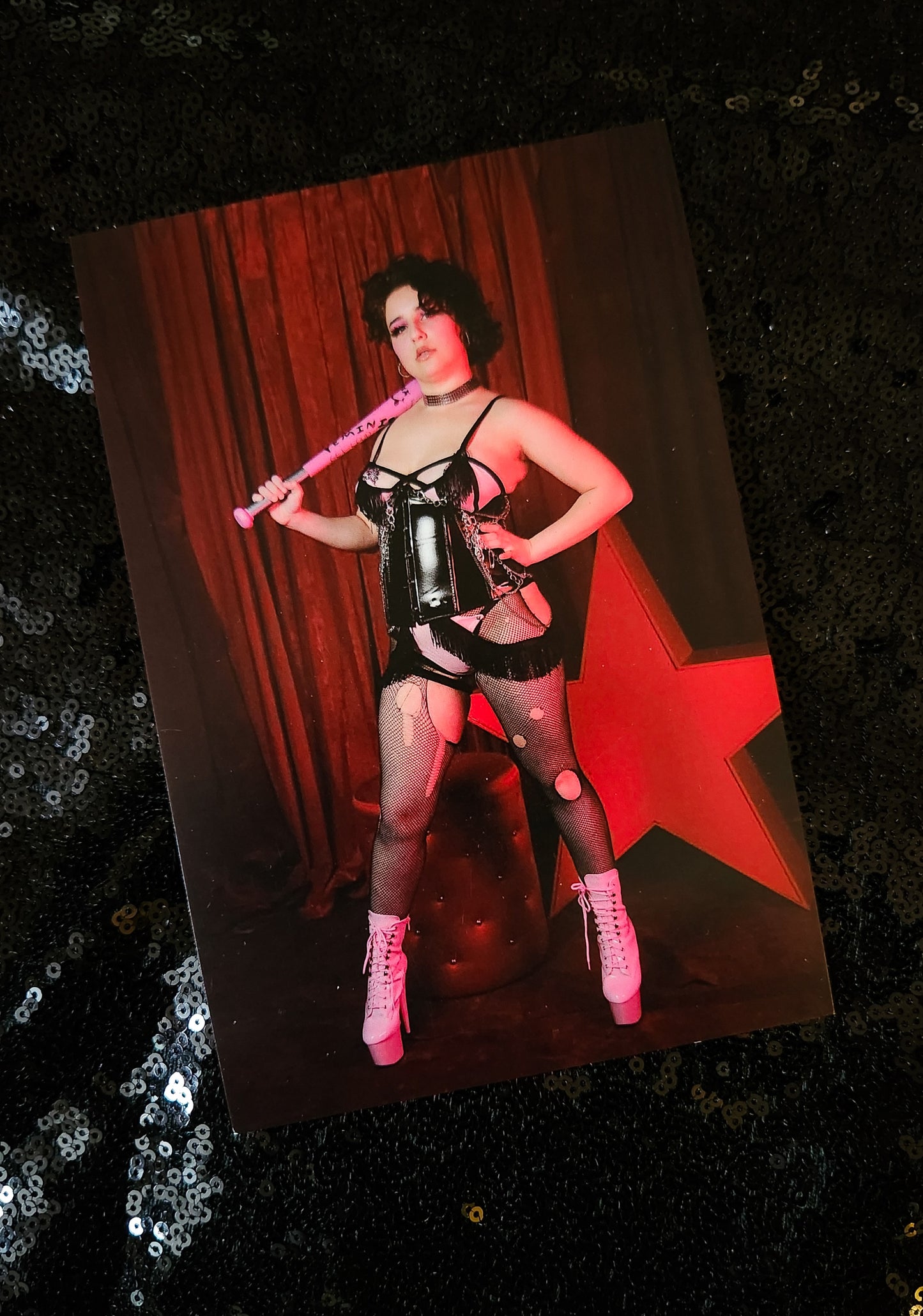 Red Pinup Burlesque Print - Winona J. Fox